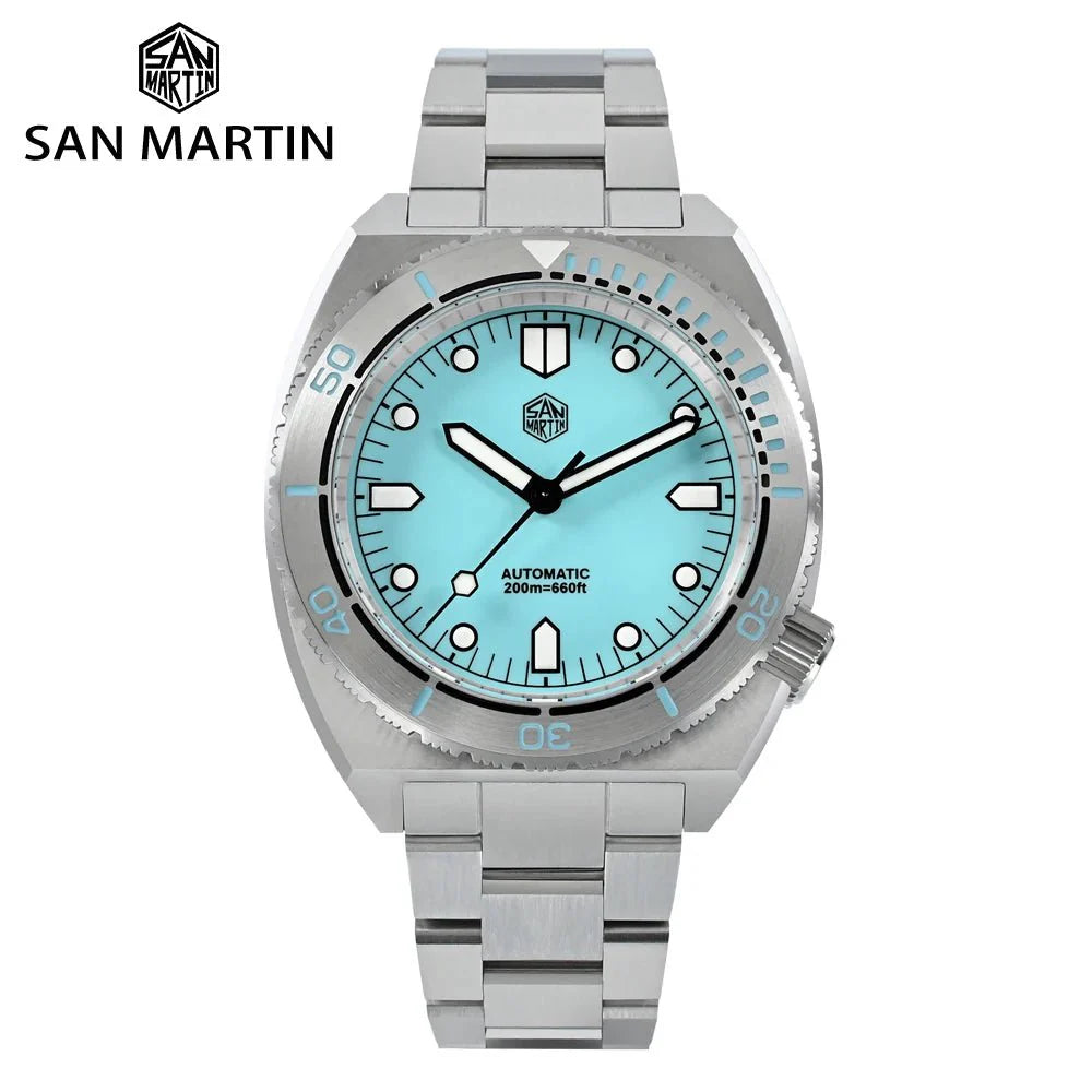 San Martin SN0067 40mm Diver Watch YN55 Automatic AR Sapphire 20Bar Swiss Lume - Tandorio Watches