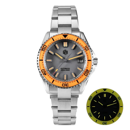 San Martin SN0129 39mm Diver Watch 20ATM Waterproof Enamel Dial Full Luminous Ar Sapphire Bezel NH35 Automatic - Tandorio Watches