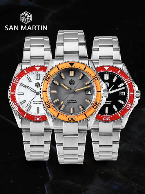 San Martin Sn0129 Enamel Dial Full Luminous 39mm Dive Watch NH35 Automatic 20Bar Ar saphire Swiss Lume - Tandorio Watches