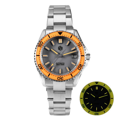 San Martin Sn0129 Enamel Dial Full Luminous 39mm Dive Watch NH35 Automatic 20Bar Ar saphire Swiss Lume - Tandorio Watches