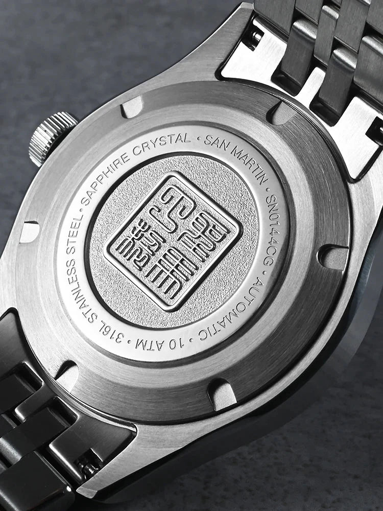 San Martin SN0144 39mm Gada Watch Sunburst JianZhan Miyota 90S5 Automatic Ar Sapphire Swiss Lume 10Bar - Tandorio Watches