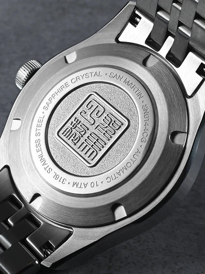 San Martin SN0144 39mm Gada Watch Sunburst JianZhan Miyota 90S5 Automatic Ar Sapphire Swiss Lume 10Bar - Tandorio Watches