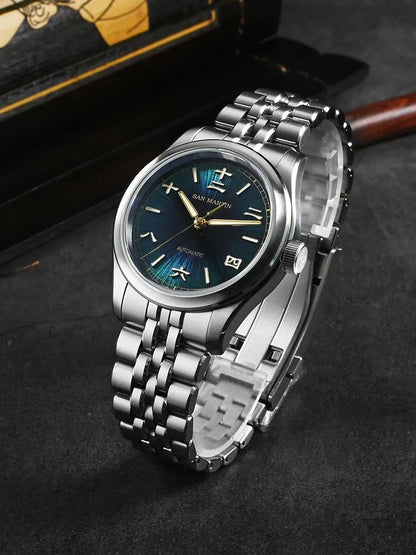 San Martin SN0144 39mm Gada Watch Sunburst JianZhan Miyota 90S5 Automatic Ar Sapphire Swiss Lume 10Bar - Tandorio Watches