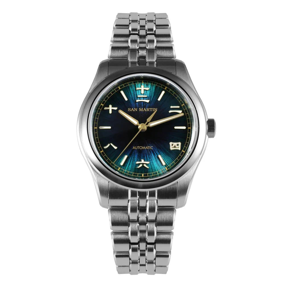 San Martin SN0144 39mm Gada Watch Sunburst JianZhan Miyota 90S5 Automatic Ar Sapphire Swiss Lume 10Bar - Tandorio Watches