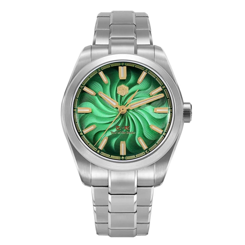 San Martin SN0144 Dress Watch 2025 Guilloche Dial Snake Year Limited 39mm Miyota 90S5 Automatic Clear Caseback Ar Sapphire Swiss Lume - Tandorio Watches