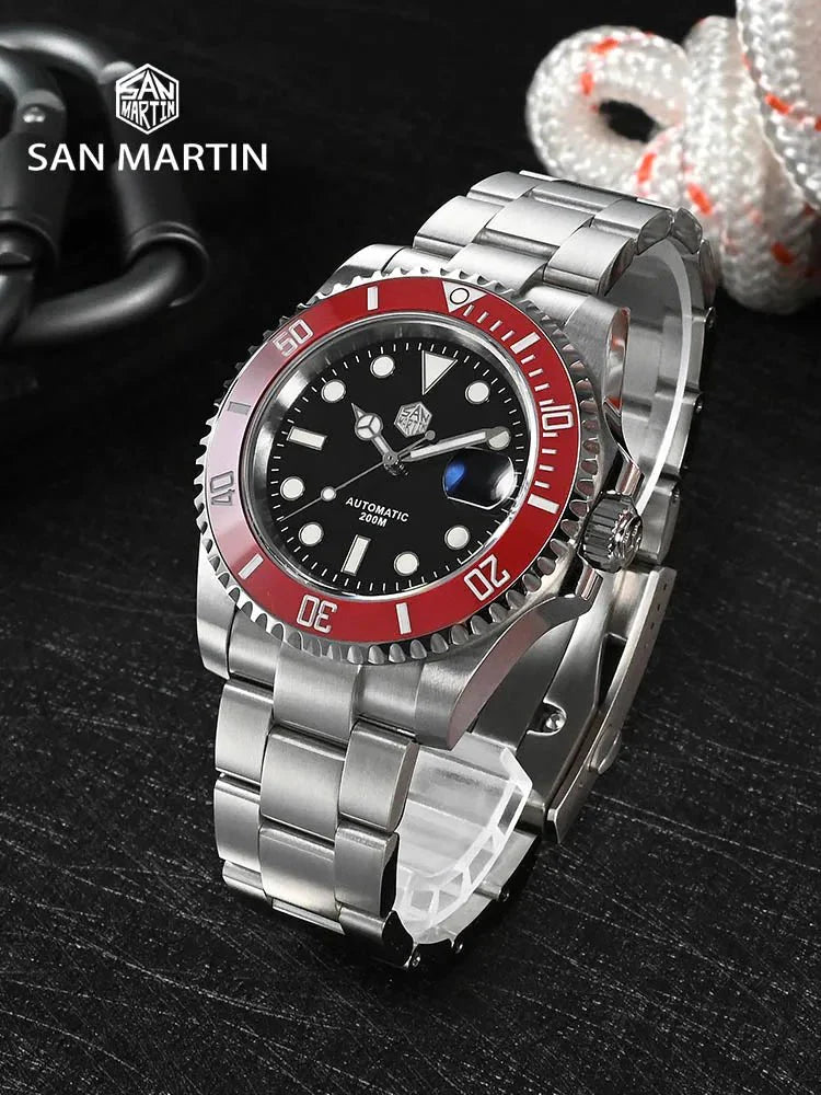 San Martin SUB Diver Sn0019G 41mm Water Ghost PT5000 SW200 Automatic AR Sapphire 20Bar BGW - 9 Luminous - Tandorio Watches