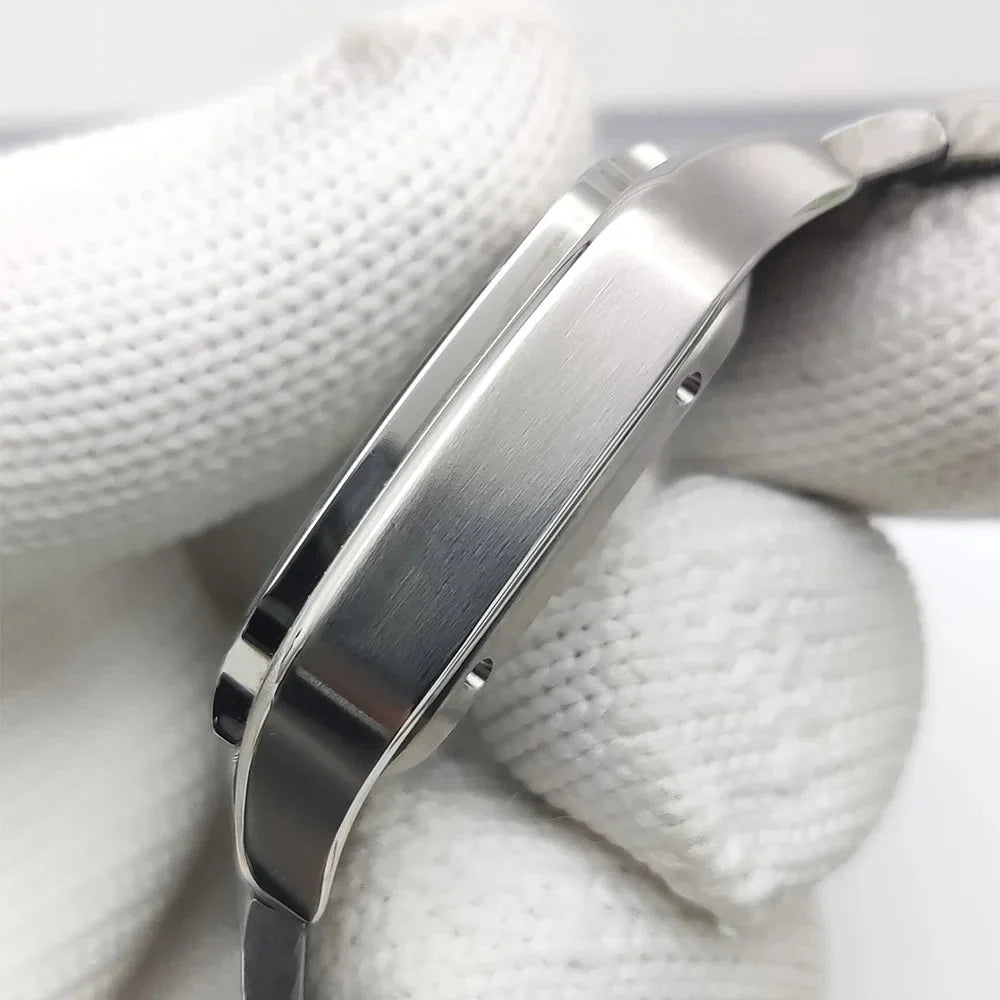 Square Watch Case High quality 38mm NH35 case 316L polished stainless steel case kit for Cartier Santos square case fits NH35/36/ 4R35/36 movement - Tandorio Watches