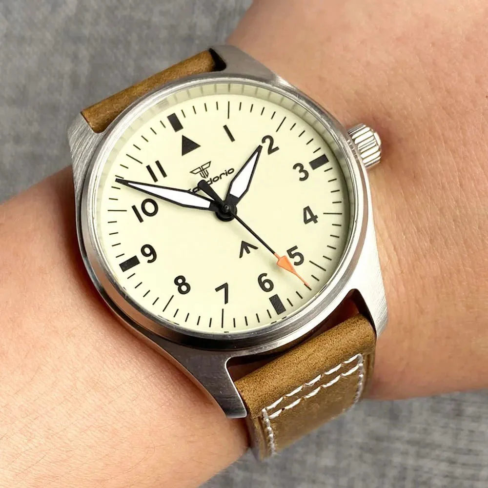 Tandorio 39mm Pilot 200M Automatic NH35A PT5000 Sapphire Crystal Vintage TD050 - Tandorio Watches