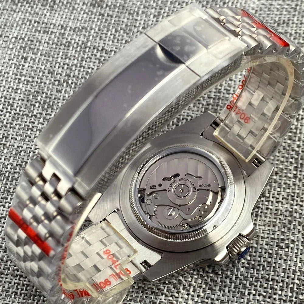 Tandorio 40mm NH70A Automatic Dive Watch 200M Waterproof Skeleton Dial Steel Glass Back - Tandorio Watches