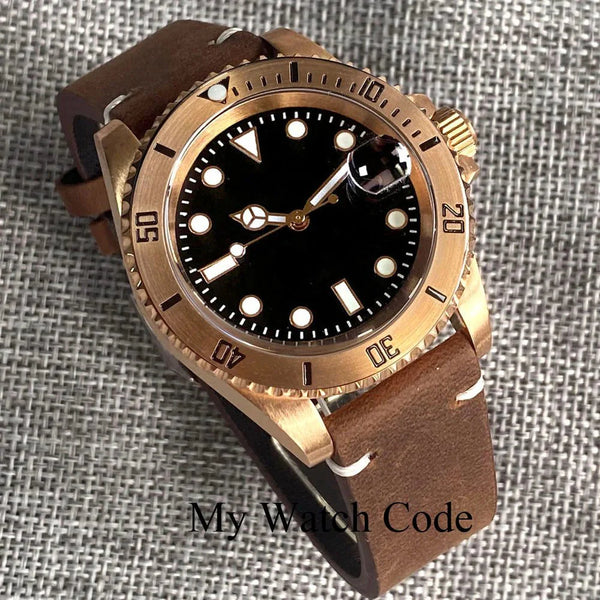 Tandorio 40mm Real Bronze Diver Sunburst Green NH35 Movt 20bar Sapphire - Tandorio Watches