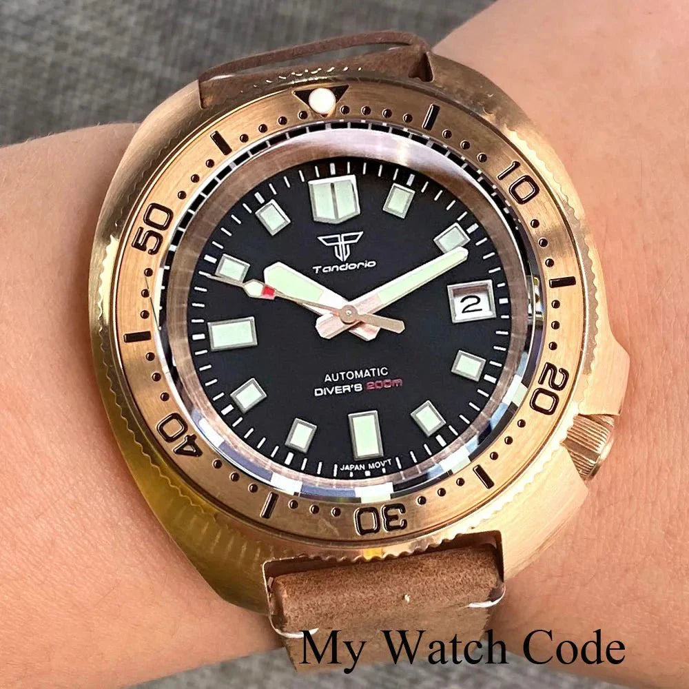 Tandorio 44mm Real Bronze Turtle Dive NH35 pt5000 Movement Sunburst 20bar Sapphire - Tandorio Watches