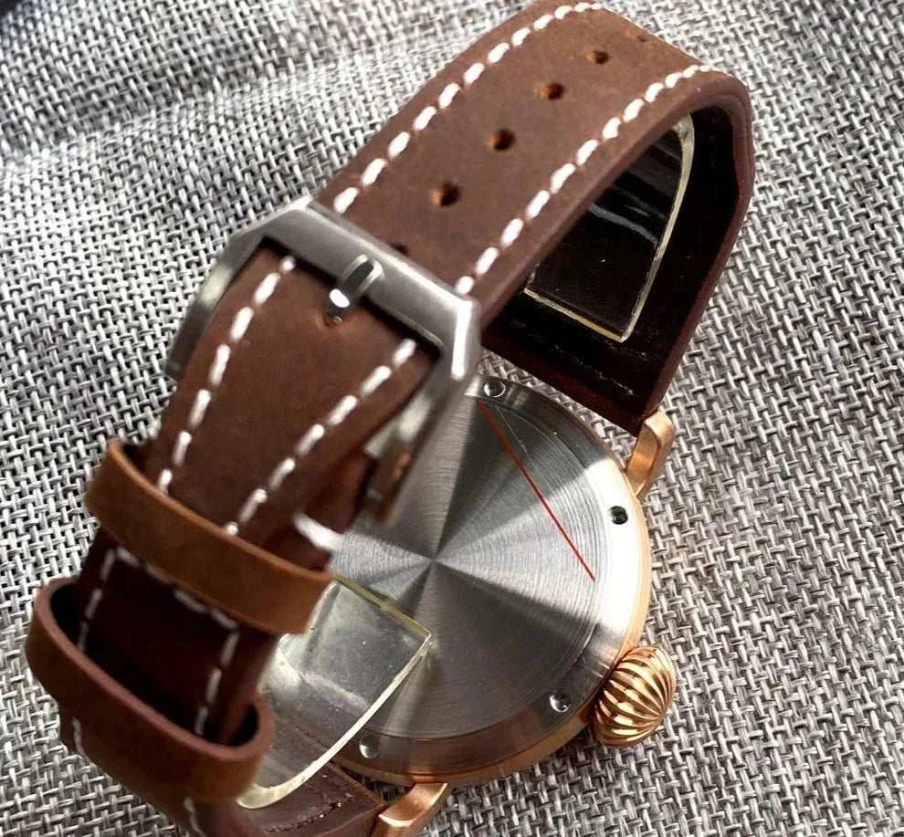 Tandorio 47mm NH35 pilot Watch CUSN8 Solid Bronze or 316L Steel Case 10ATM Sapphire TD025 - Tandorio Watches