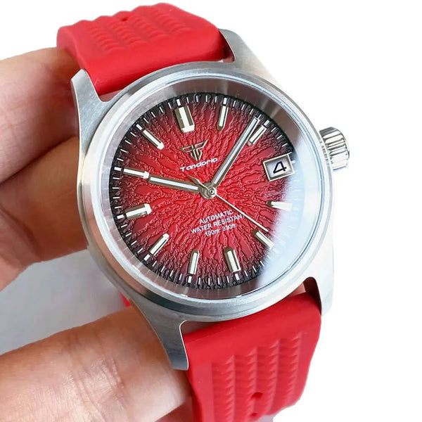 Tandorio Pilot watch 36mm TD105M Blue Red Multicolor Dial NH35A Automatic 200M WR Luminous Sapphire - Tandorio Watches