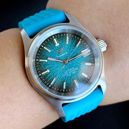 Tandorio Pilot watch 36mm TD105M Blue Red Multicolor Dial NH35A Automatic 200M WR Luminous Sapphire - Tandorio Watches