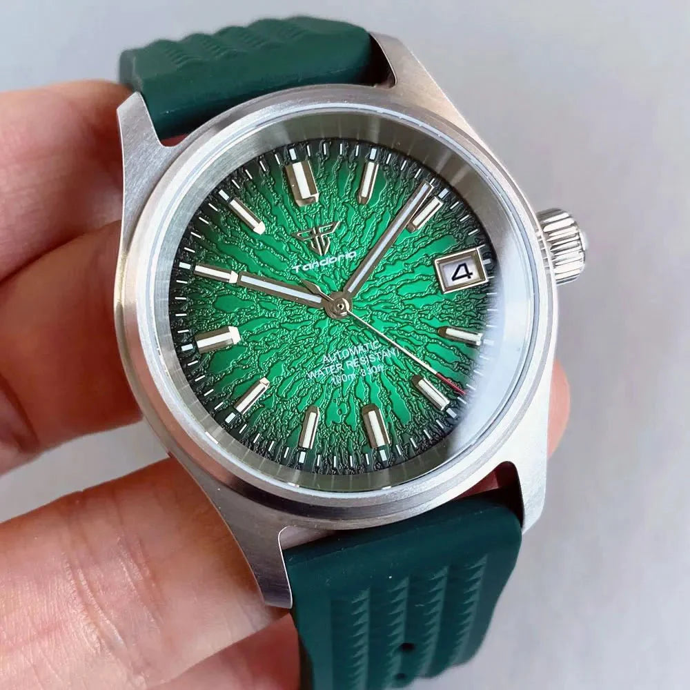 Tandorio Pilot watch 36mm TD105M Blue Red Multicolor Dial NH35A Automatic 200M WR Luminous Sapphire - Tandorio Watches