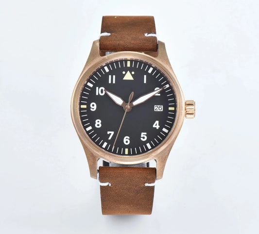 Tandorio Solid Bronze CUSN8 NH35 Movement Sapphire Crystal Date Pilot 20BAR Waterproof 39mm TD047 - Tandorio Watches