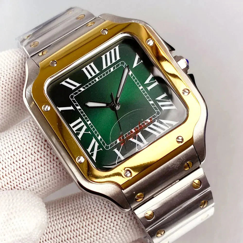 Tandorio Square Watch TD303G Two Tone 38mml 5ATM Waterproof NH35A Automatic Sapphire Glass Back - Tandorio Watches