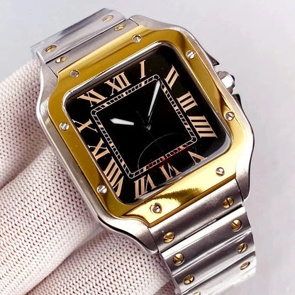 Tandorio Square Watch TD303G Two Tone 38mml 5ATM Waterproof NH35A Automatic Sapphire Glass Back - Tandorio Watches