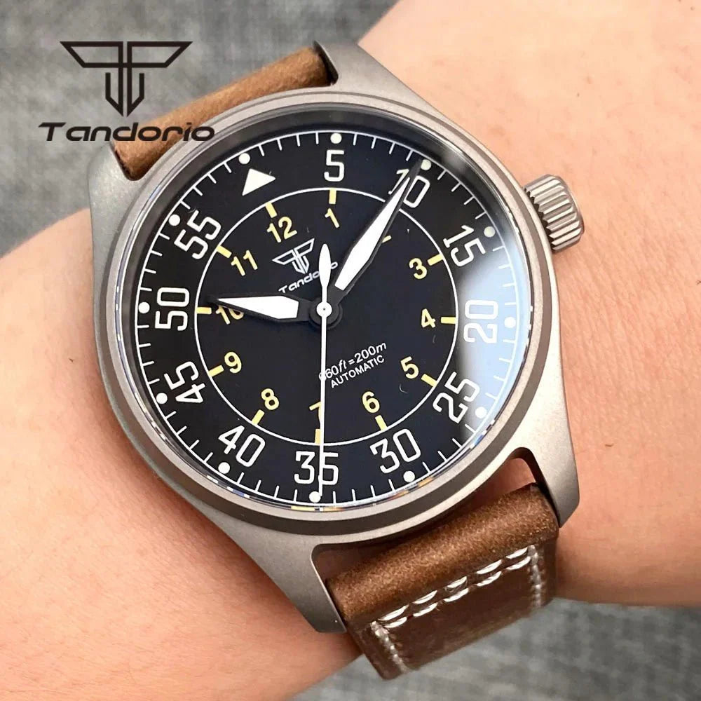 Tandorio Titanium watch 39mm 200m NH35 PT5000 automatic Sapphire Glass pilot 20Bar - Tandorio Watches