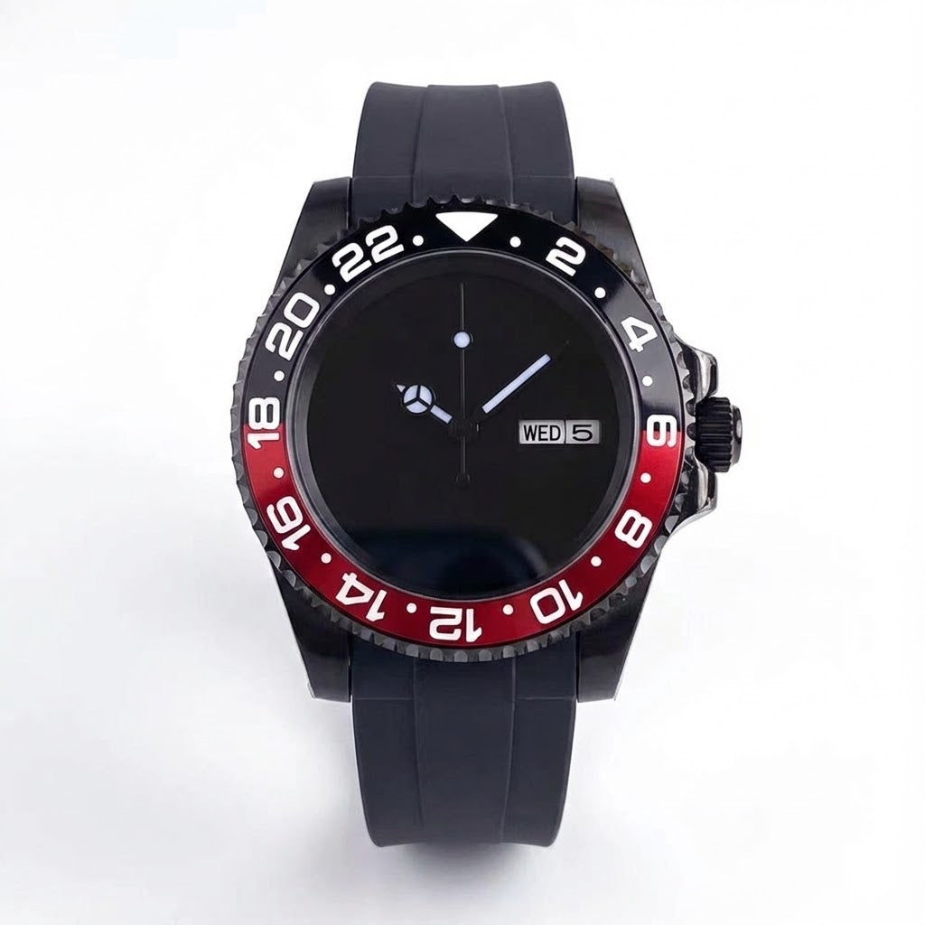 PVD Black Sub Wristfull D305 40mm Japan TMI NH36 Day Date Sapphire 20ATM Dive Watch GMT Bezel