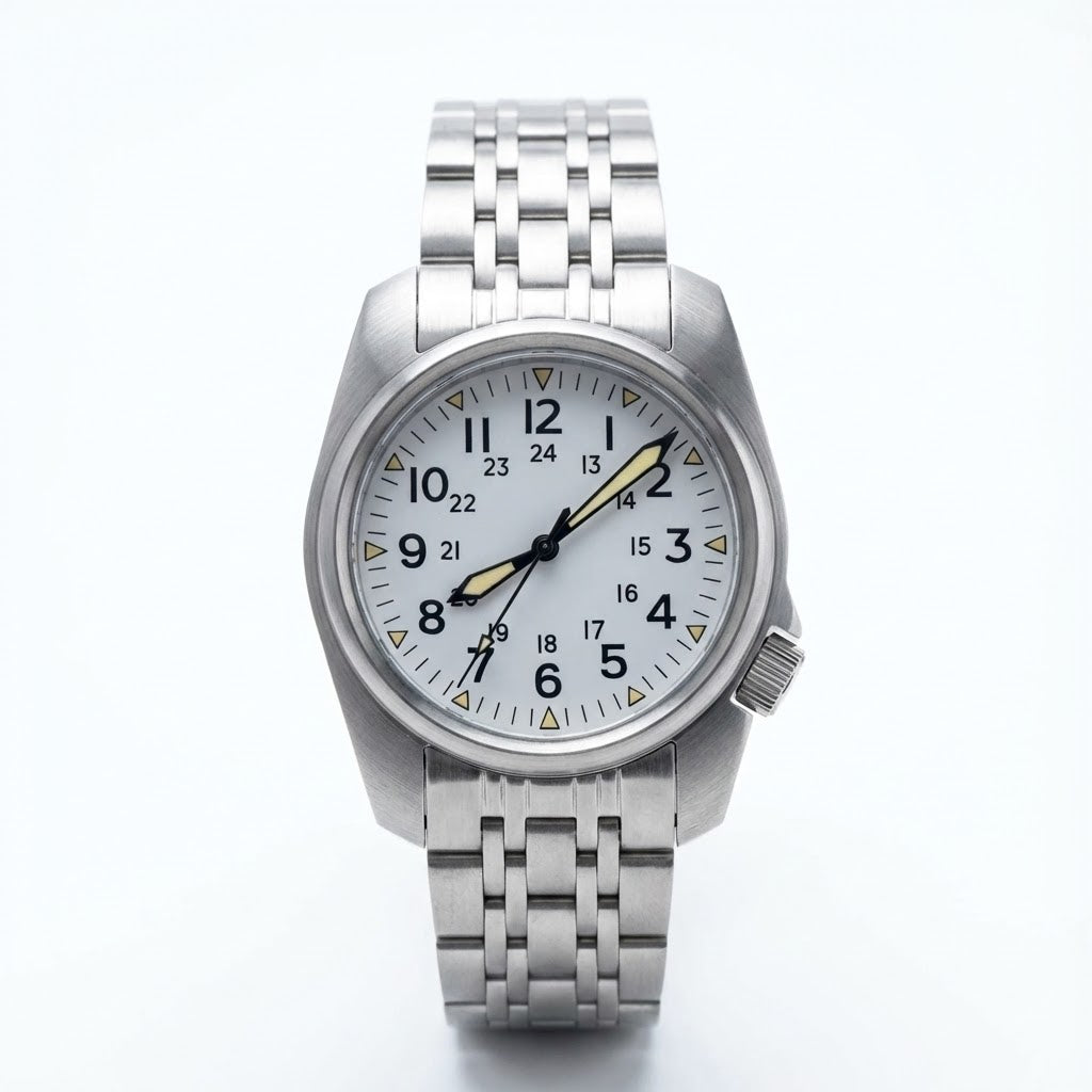 38MM Quartz Pilot Watch WristFull Q101  Sapphire Crystal Miyota 2035 waterproof 5Bar Swimming Luxury Dress 4 crown